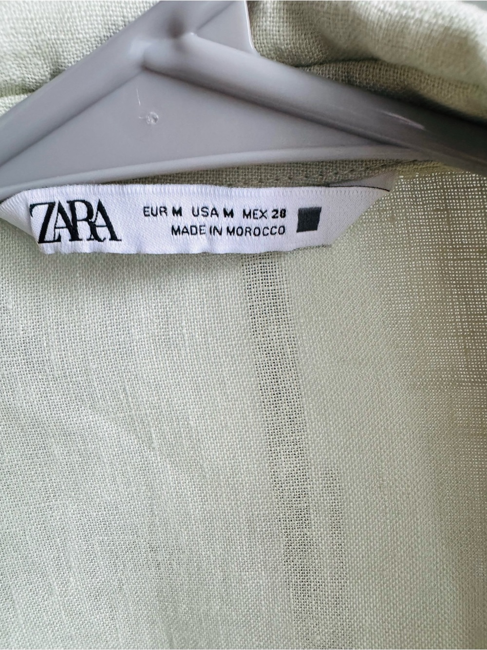 Zara Light Mint Green Short Sleeve Button Front oversized Crop Top - Picture 5 of 6